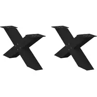 vidaXL Pieds de table basse en X 2 pcs. noir 70x(30-31) cm acier