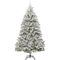 vidaXL Sapin de Noël artificiel Vert et blanc 240 cm PVC et métal