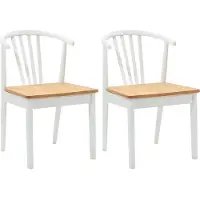 vidaXL Chaise de salle à manger 2 pcs Blanc et naturel Bois de caoutchouc solide