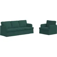 vidaXL Ensemble de canapés, 2 pièces, tissu vert foncé