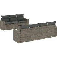 vidaXL Ensemble de jardin canapé 8 pièces avec coussins Gris Poly rotin