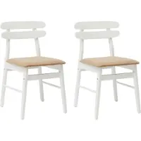 vidaXL Chaise de salle à manger 2 pcs Blanc et marron Bois massif de caoutchouc