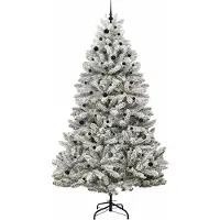 vidaXL Sapin de Noël artificiel Vert et blanc 270 cm PVC et métal