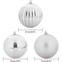 vidaXL Ensemble de Boules de Noël 9 pcs Argent Plastique