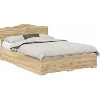 vidaXL Cadre de lit avec tête de lit Chêne Sonoma 150 x 200 cm Bois composite