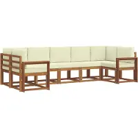 vidaXL Ensemble de canapés d'extérieur avec coussins 7 pièces Nature et Crème