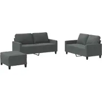 vidaXL Ensemble de canapés 3 pièces avec coussins Tissu gris foncé