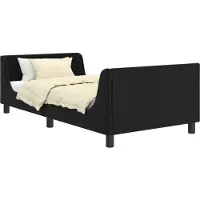 vidaXL Sommier de lit d'enfant avec tête de lit noir 90 x 200 cm velours