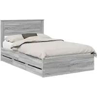 vidaXL Cadre de lit gris Sonoma 120 x 190 cm Bois d'ingénierie