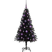 vidaXL Sapin de Noël avec 150 LED avec support Noir 150 cm PVC