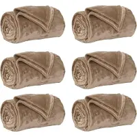 vidaXL Couvertures À Jeter 6 Pcs Camel 220 X 240 Cm Toison