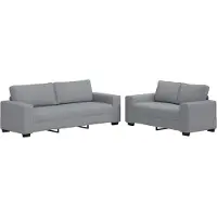 vidaXL Ensemble de canapés 2 pièces avec coussins Tissu gris clair