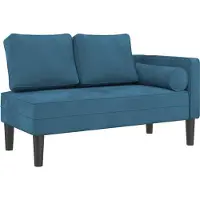 vidaXL Chaise longue avec coussin bleu velours