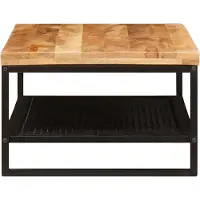 vidaXL Table basse marron et noire 110 x 55 x 35 cm en bois massif de manguier