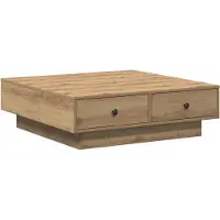 vidaXL Table basse Artisan Placage Chêne, Mdf 90 X 90 X 28 Cm Lumarko
