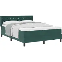 vidaXL Lit Boxspring avec matelas Vert foncé 200 x 160 cm Polyester