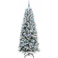 vidaXL Sapin de Noël artificiel avec 300 LED avec support Blanc 210 cm
