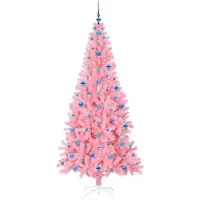vidaXL Sapin de Noël avec 300 LED avec support Rose 210 cm PVC