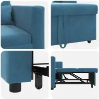 vidaXL Canapé-lit simple convertible avec roulettes, velours bleu,