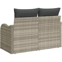 vidaXL Canapé de jardin avec coussins gris clair 121 x 62 x 69cm Poly-Rotin
