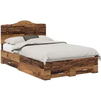 vidaXL Cadre de lit avec tête de lit vieux bois 120 x 190 cm Bois composite