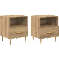 vidaXL Table de chevet avec tiroir 2 pcs Marron 40 x 35 x 47.5 cm