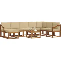 vidaXL Ensemble de salon de jardin 9 pièces, couleurs naturelles et beige