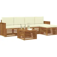 vidaXL Ensemble de canapés d'extérieur avec coussins 6 pièces Nature et Crème