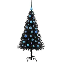 vidaXL Sapin de Noël avec 150 LED avec support Noir 150 cm PVC
