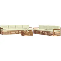 vidaXL Ensemble de salon de jardin 9 pièces, couleurs naturelles et crème