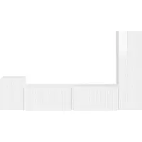 vidaXL Ensemble de meubles TV , 4 pièces, blanc brillant, panneaux de particules