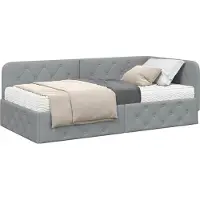 vidaXL Cadre de lit d'angle gris clair 100 x 200 cm Tissu