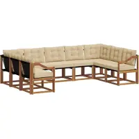 vidaXL Ensemble de canapés d'extérieur avec coussins 9 pièces Nature et Beige