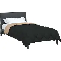 vidaXL Couette d'hiver noire et taupe 155 x 220 cm en microfibre