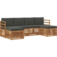 vidaXL Ensemble de canapés 6 pièces Naturel et Anthracite Bois massif d'acacia