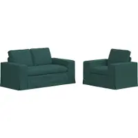 vidaXL Ensemble de canapés, 2 pièces, tissu vert foncé