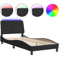 vidaXL Cadre de lit avec LED sans matelas noir 90x190 cm velours