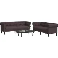 vidaXL Ensemble de canapés 2 pièces brun foncé Tissu