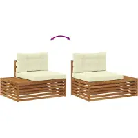vidaXL Ensemble de canapés d'extérieur , couleur naturel et crème, 203,5 x 83 x 73 cm