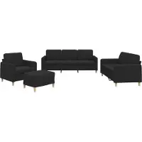 vidaXL Ensemble de canapés 4 pièces avec coussins Tissu noir