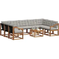 vidaXL Ensemble de canapés d'extérieur avec coussins 10 pièces Naturel et gris clair