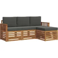 vidaXL Ensemble de canapés d'extérieur avec coussins 4 pièces Nature et Anthracite