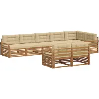 vidaXL Ensemble de salon de jardin 8 pièces, couleurs naturelles et beige