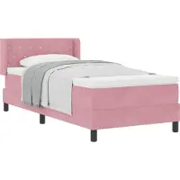vidaXL Lit boxspring avec tête de lit rose 200 x 90 cm, velours