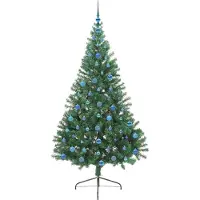vidaXL Arbre de Noël artificiel pré-éclairé vert 210 cm PVC