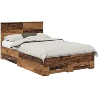 vidaXL Cadre de lit avec tête de lit vieux bois 120 x 190 cm Bois composite