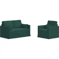 vidaXL Ensemble de canapés, 2 pièces, tissu vert foncé