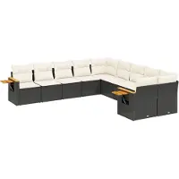 vidaXL Ensemble de 10 canapés de jardin avec coussins noir poly rotin
