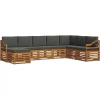 vidaXL Ensemble de canapés d'extérieur avec coussins 8 pièces Nature et Anthracite