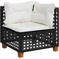 vidaXL Ensemble de salon de jardin 7 pièces avec coussins noir poly rotin